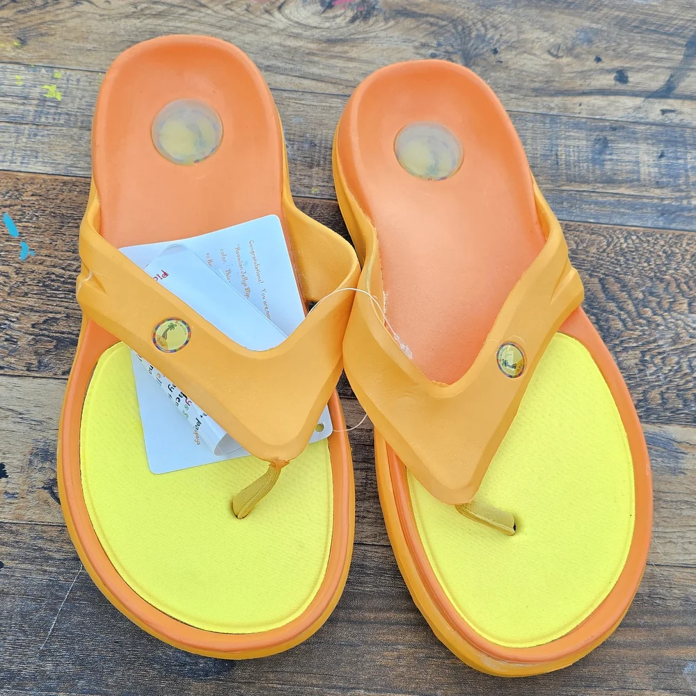 Bright Orange and Yellow Flip Flops Men's Size 8 - Picture 1 of 7